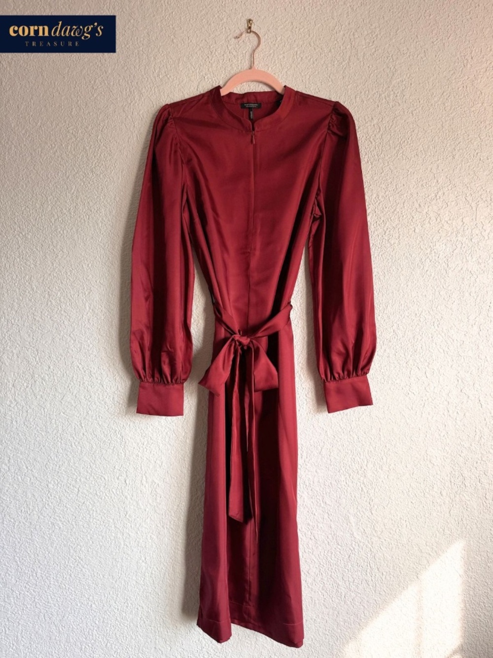 Scotch & Soda Burgundy Satin Midi Dress - Size M - Picture 2 of 10